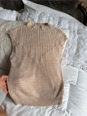 Free People Sleeveless Knit Shell in Soft Beige